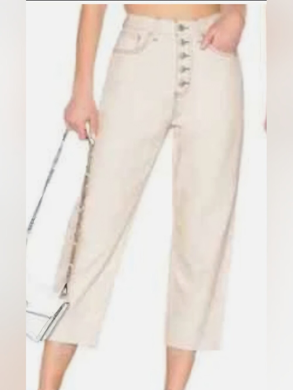 Free People Cream Corduroy High-Rise Jeans